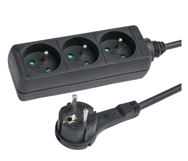 HAMA Listwa zasilająca Standard 3GN, 1,5M bez włącznika - 1416384 - zdjęcie